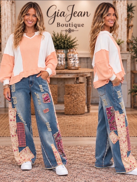 Blue Velvet Denim - ❤️ BLUE VELVET “ LAURIE “ BLUE VELVET PATCHWORK DENIM JEANS PANTS